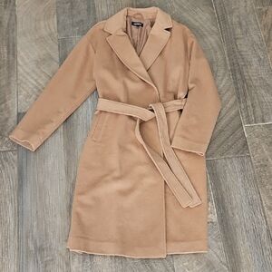 Express Tan Lined Wool Coat - Medium
